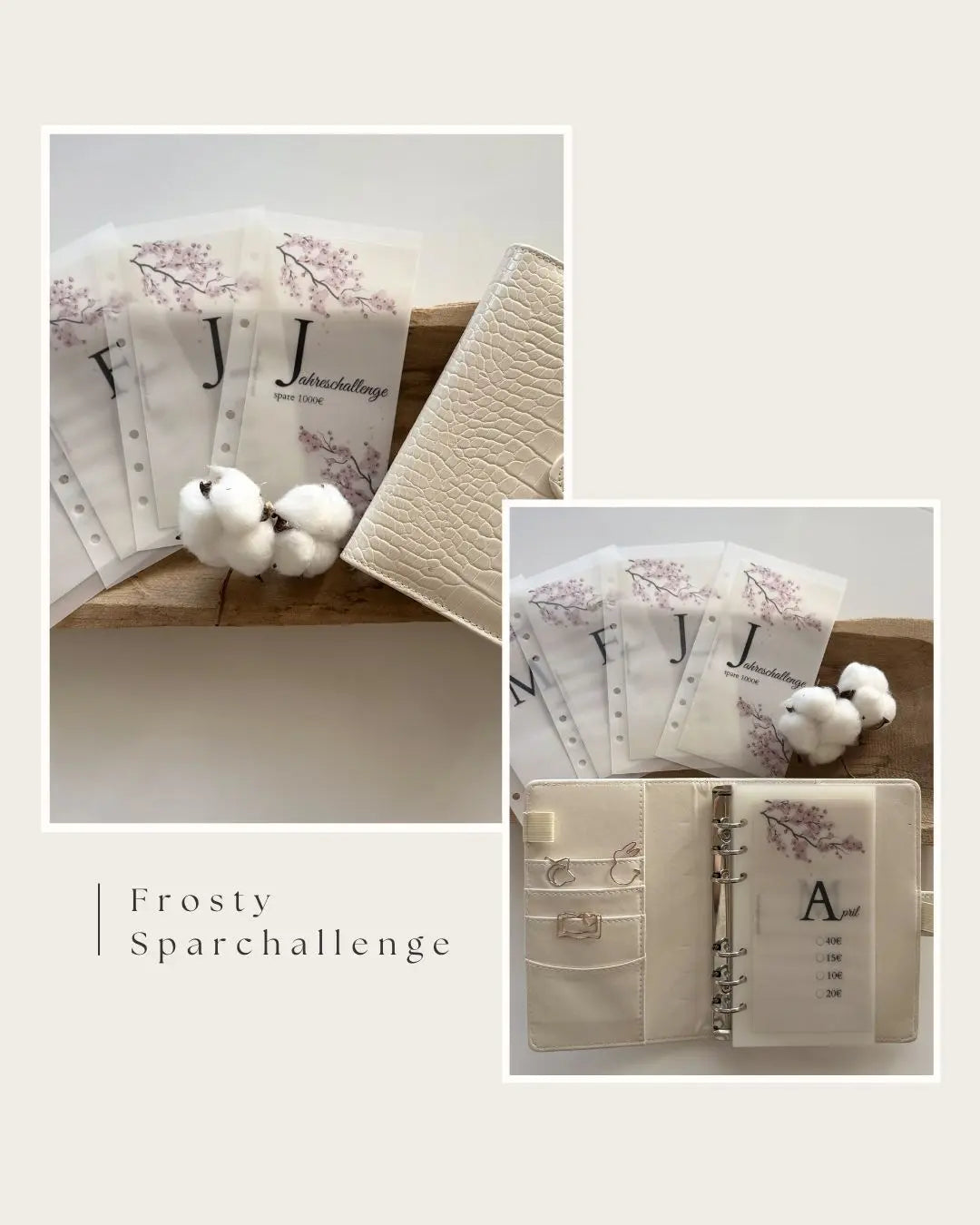🌸 Jahres-Sparchallenge | A6 Umschlag Set im minimalistischen Blüten-Design Jasmins Creative Studio