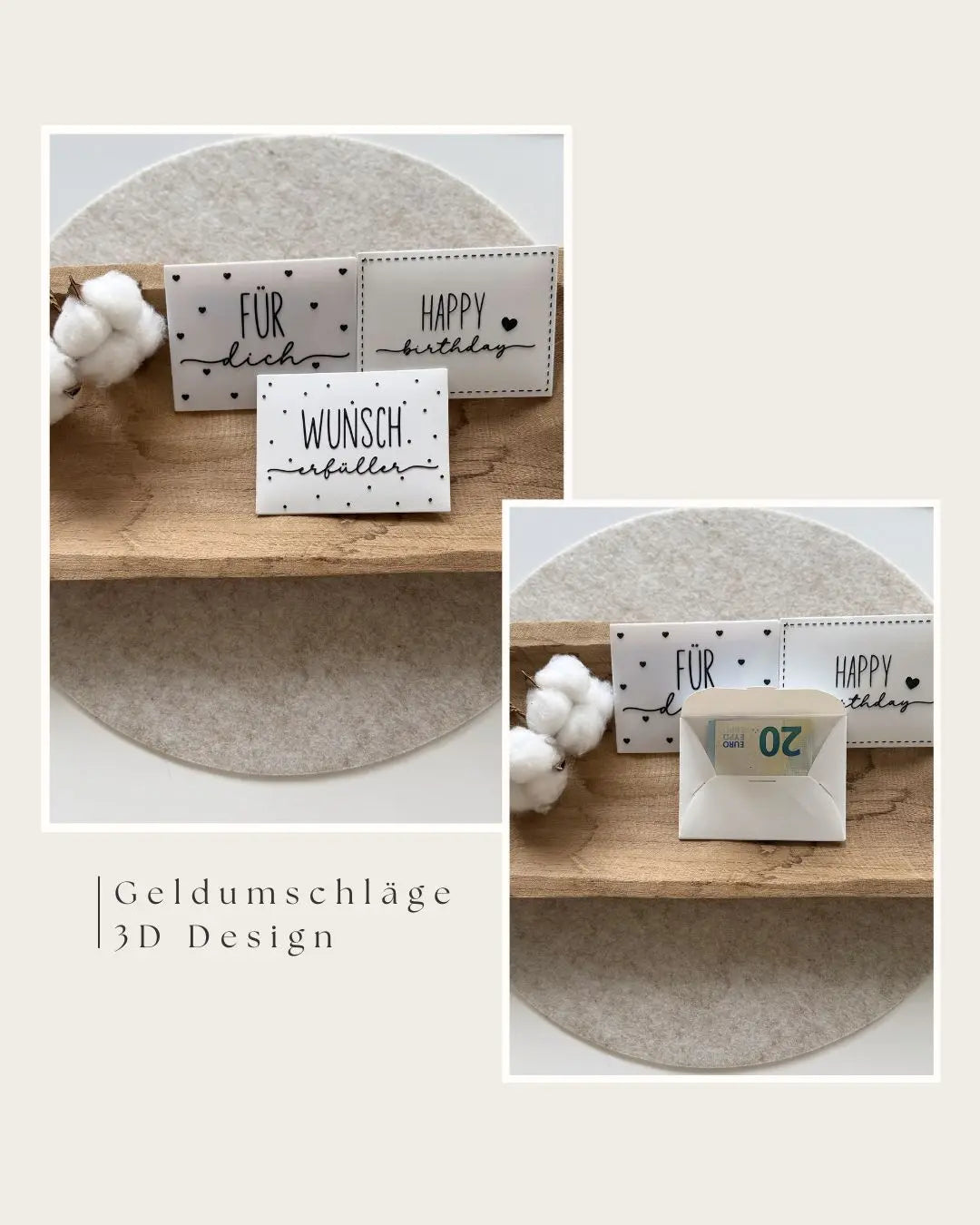Handmade Geldumschlag aus 3D Druck für besondere Geldgeschenke und Gutscheine