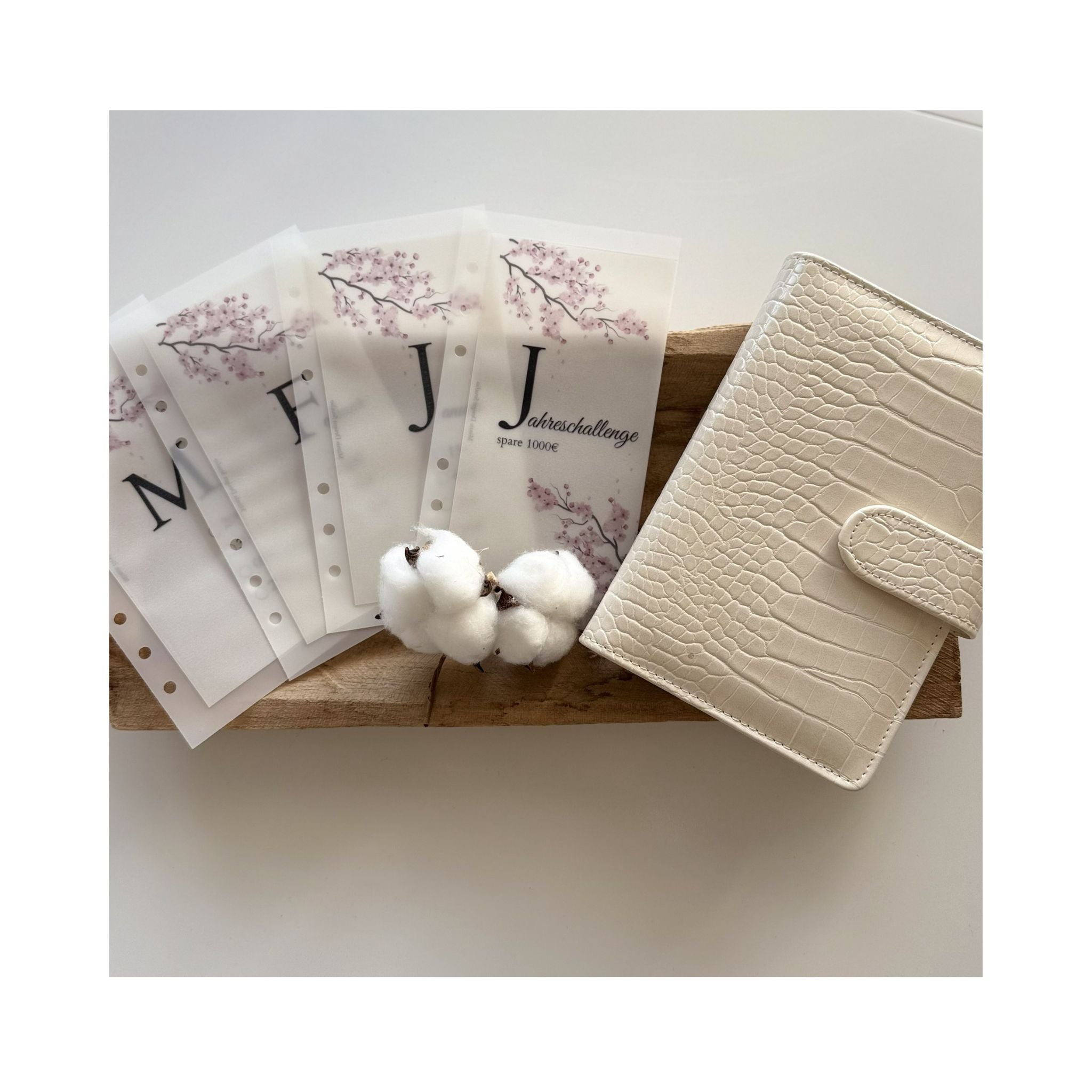 🌸 Jahres-Sparchallenge | A6 Umschlag Set im minimalistischen Blüten-Design