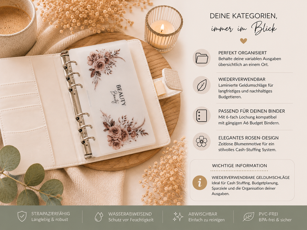 Personalisierte Budgetbinder Geldumschläge A6 | Laminierte Cash Stuffing Umschläge | Sinking Funds | Handmade