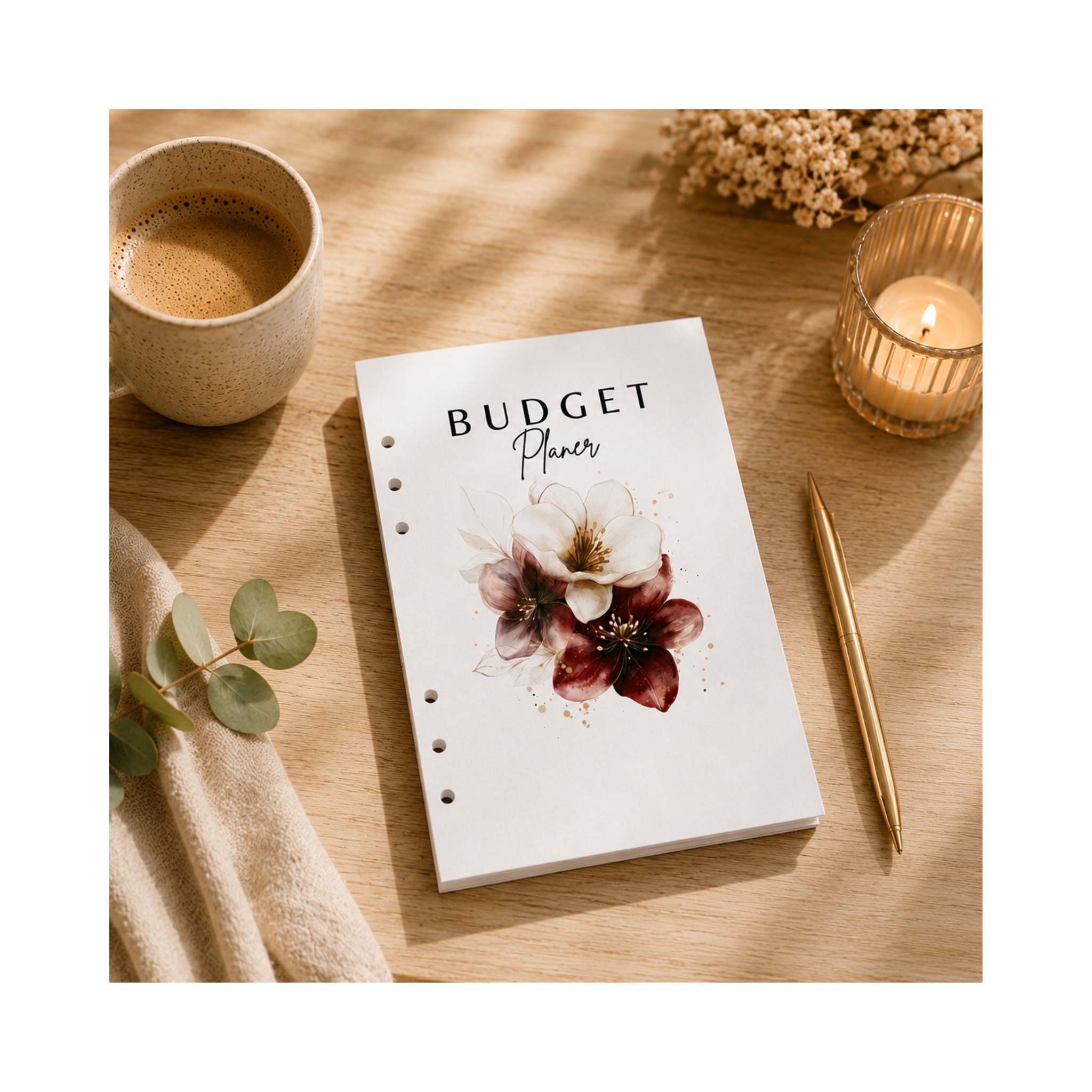 A5 Budget Planer mit Blumen Design für Cash Stuffing, Budgetplanung, Sparziele, Sinking Funds und persönliche Finanzorganisation